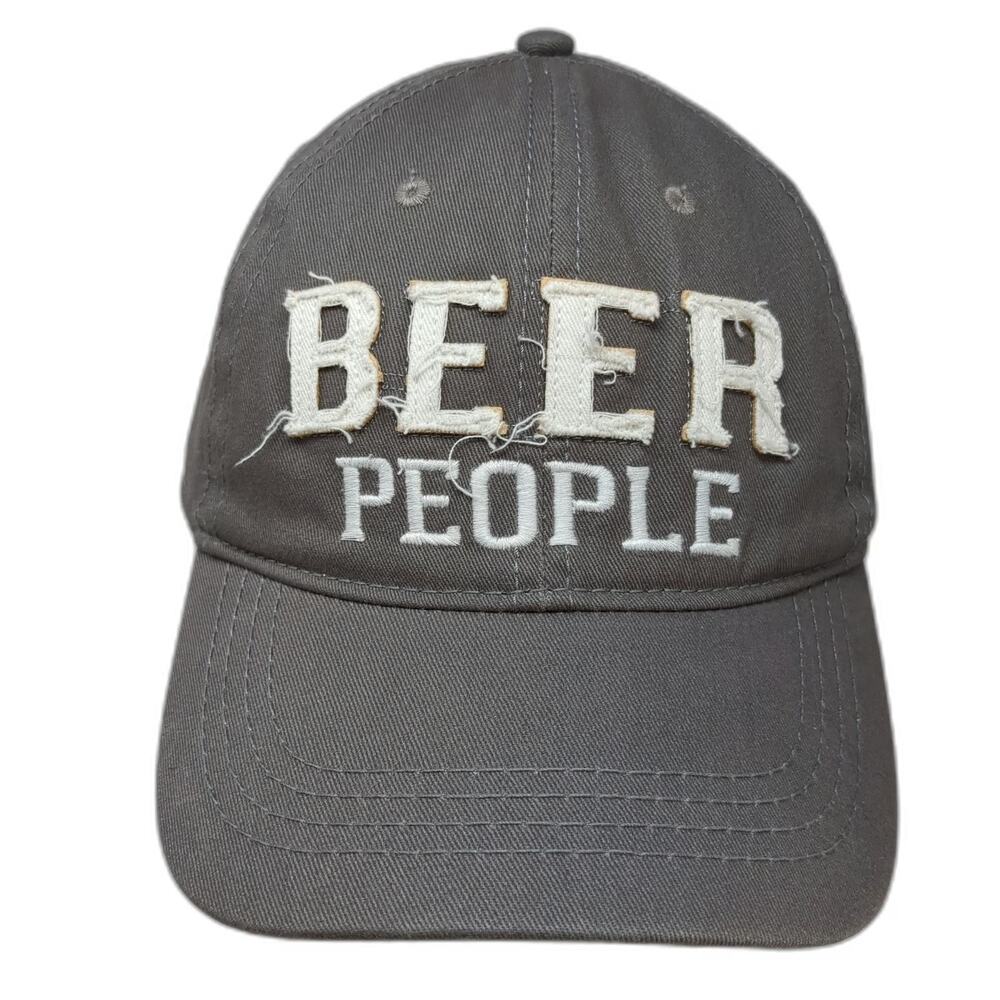 We People Baseball Cap Gray One Size Beer Patch Frayed Slideback Hat Underbrim